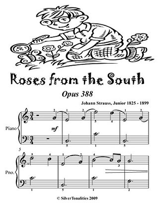 Full Download Roses from the South Waltz Opus 388 Easiest Piano Sheet Music Tadpole Edition - Johann Strauss Junior | ePub