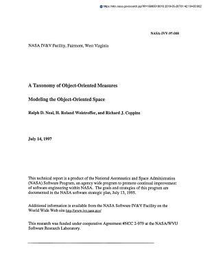 Read A Taxonomy of Object-Oriented Measures Modeling the Object-Oriented Space - National Aeronautics and Space Administration | ePub
